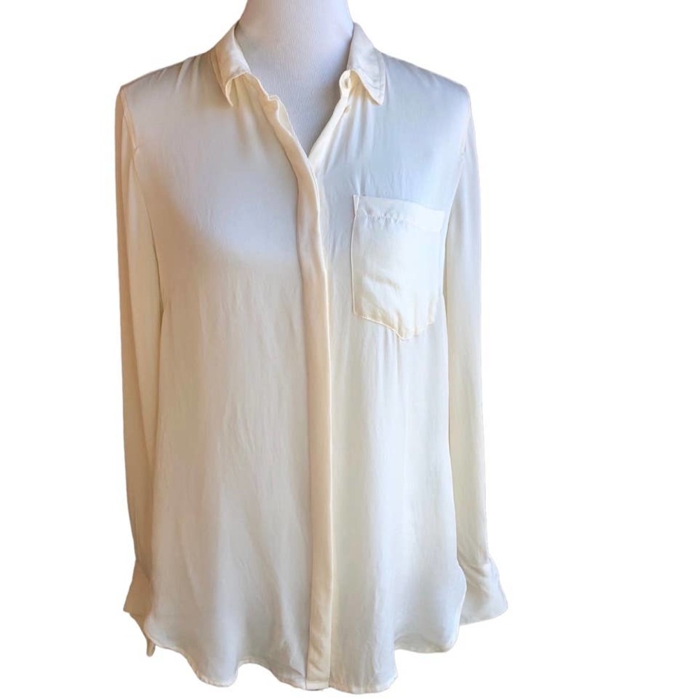 J. Crew ivory silk long blouse sz 10